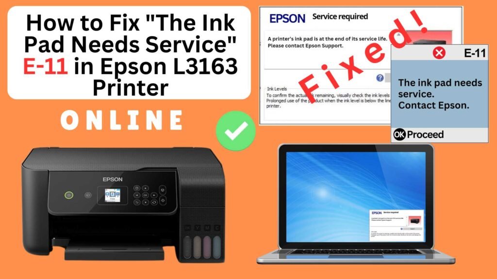 How to fix the ink pad needs service in Epson L3163 printer