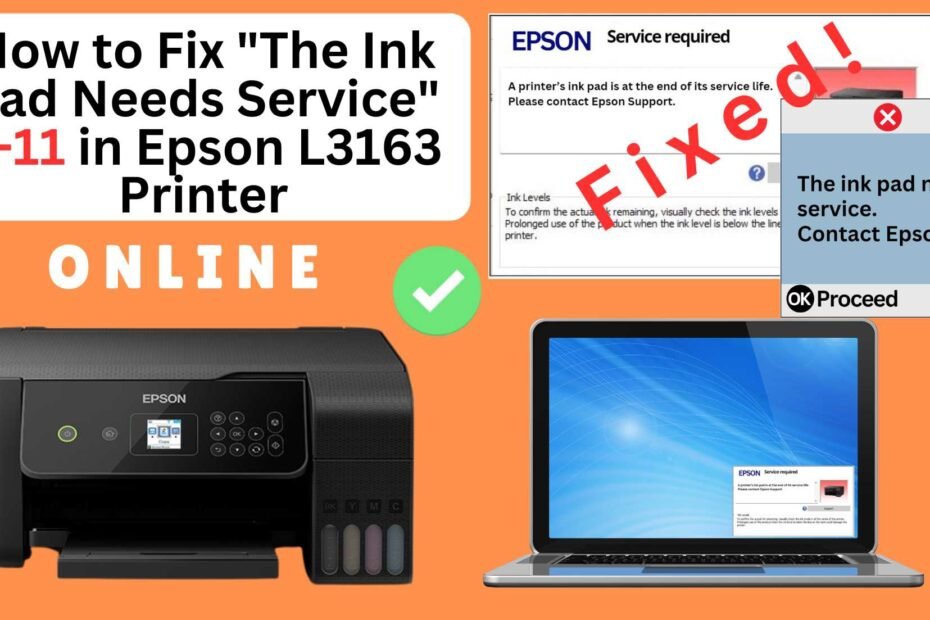 How to fix the ink pad needs service in Epson L3163 printer