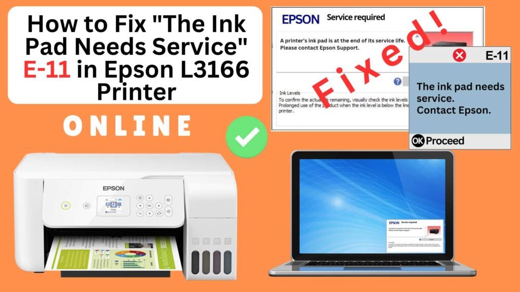 How to fix the ink pad needs service in Epson L3166 printer