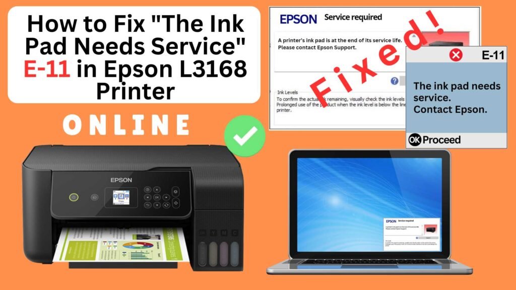 How to fix the ink pad needs service in Epson L3168 printer