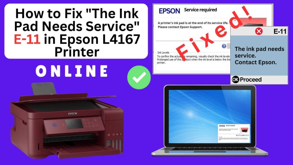 How to fix the ink pad needs service in Epson L4167 printer