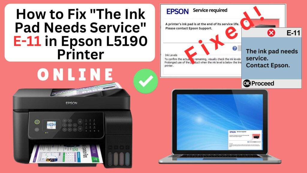 How to fix the ink pad needs service in Epson L5190 printer