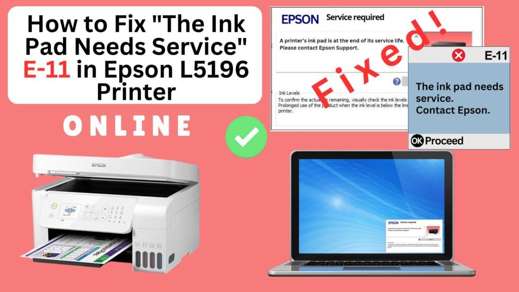 How to fix the ink pad needs service in Epson L5196 printer