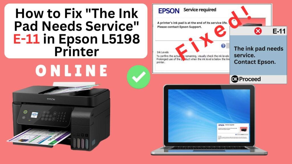 How to fix the ink pad needs service in Epson L5198 printer