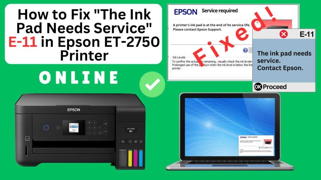 How to reset the Epson ET-2750 printer with Error E-11-The ink pad needs service