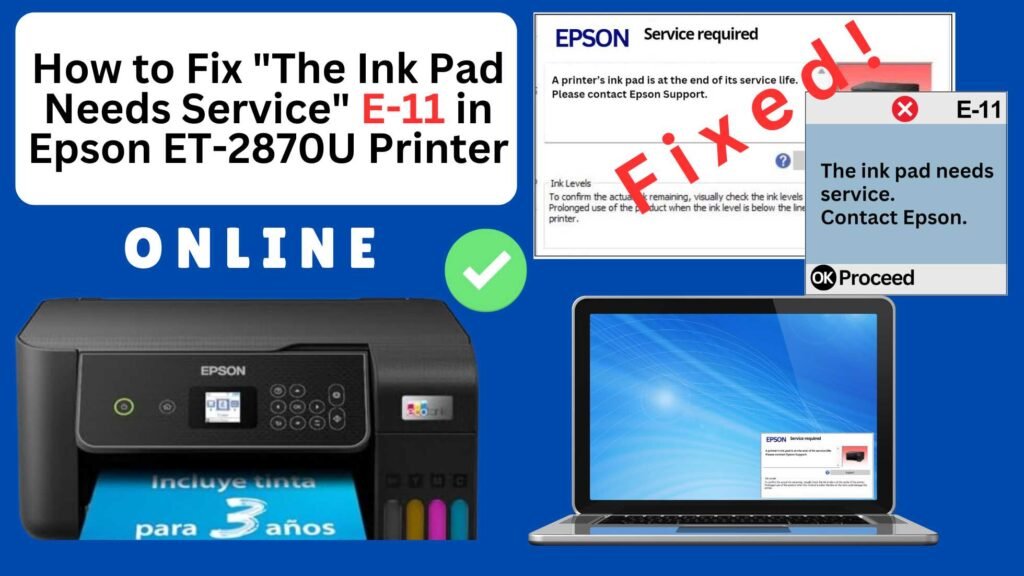 How to reset the Epson ET-2870U printer with Error E-11-The ink pad needs service