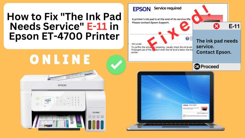 How to reset the Epson ET-4700 printer with Error E-11-The ink pad needs service