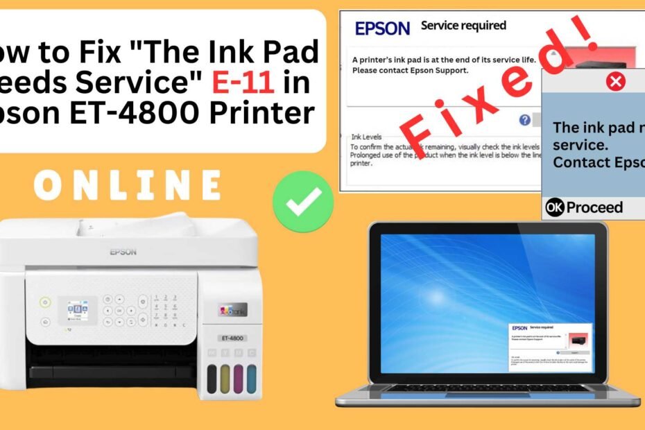 How to reset the Epson ET-4800 printer with Error E-11-The ink pad needs service